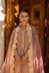 Shehrnaz - Champa - SHK-1438 - Tea Pink - Cotton Net - 3 Piece
